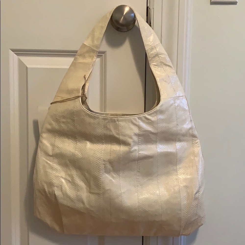 BRAND NEW beirn snakeskin bag - sandy white silver